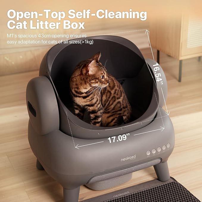Neakasa M1 Bundle Open-Top Self-Cleaning Cat Litter Box with APP Control, Includes 4 Rolls (60pcs) Refill Waste Bags, 2 Extra Rolls Added