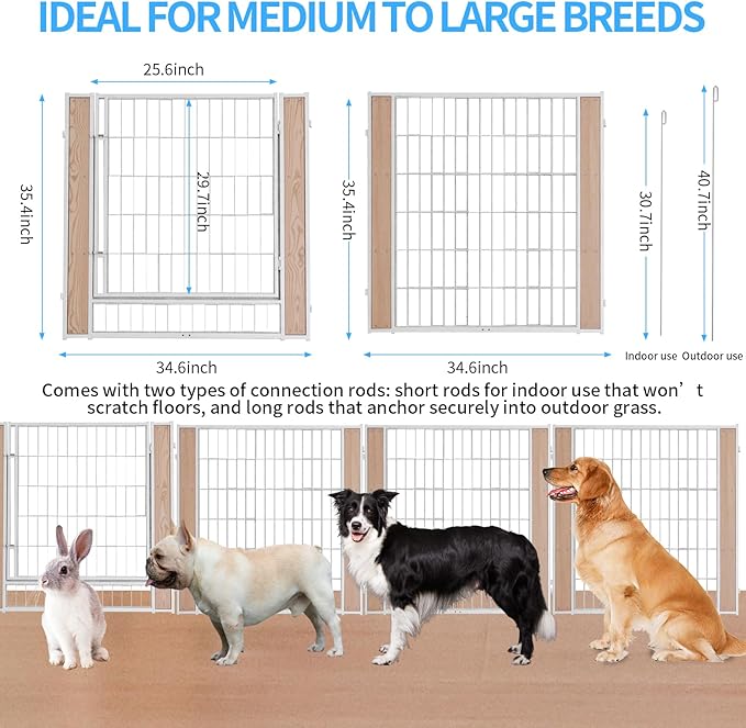 Heavy Duty Dog Playpen 32 Inch Height - Indoor Outdoor Pet Fence Enclosure for Medium and Small Dogs - Foldable Puppy Exercise Pen for Indoor and RV Camping or Yard (12 Panels, 35.4" H (White))