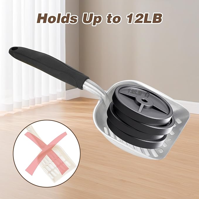 4 in 1 Wall-Mounted Litter Box Organizer Cleanup Kit, Metal Cat Litter Scoop with Holder Mini Broom, Litter Scooper with Dustpan Cat Caddy, Aluminum Poop Sifting Kitty Shovel Capture Clump