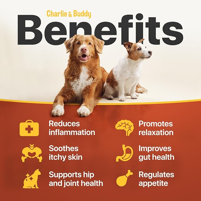 Charlie Buddy - Hеmp Oil for Dogs Cats - Hip and Joint Support and Skin Health - Anxiety, Calm, Pain - Omega 3, 6, 9 and Vitamins B, C, E