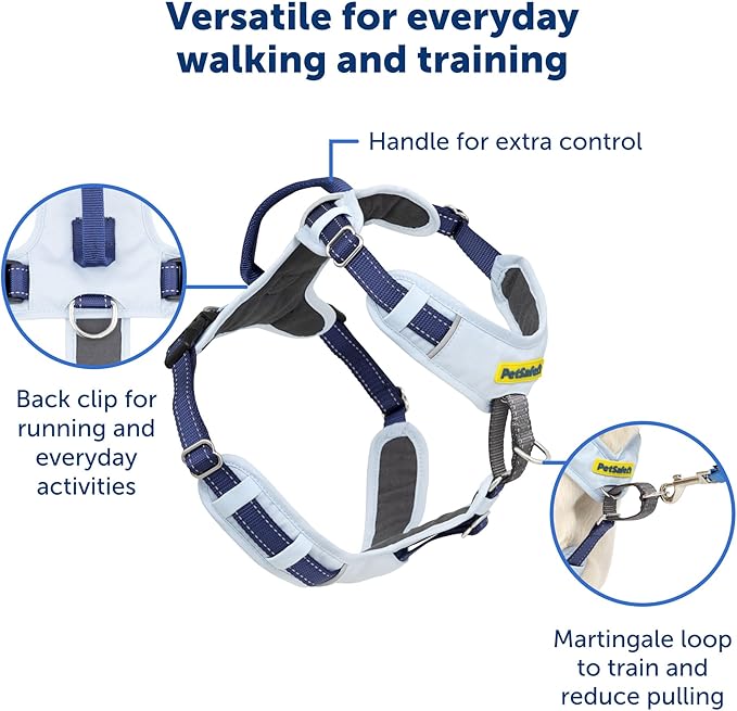 PetSafe Easy Walk Comfort No-Pull Dog Harness Full-Body Padding - Better Walks on The First Use - 5 Points of Adjustment Small/Medium, Blue (Pack of 3)