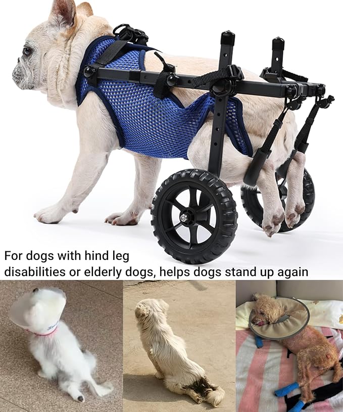 Small Dog Wheelchair for Back Legs, Upgraded 5.5in Textured Wheel, Adjustable, Disabled Pets, Leg Brace, Mobility Aid for Small Pets, Hind Limb Rehabilitation, Older, Disabled (S（Chest 13.4-17.7in）)