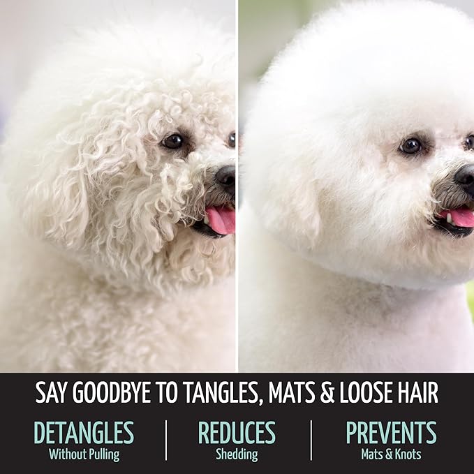 Tauro Pro Line Wooden Deshedding Dog Brush for Long Goldendoodle, Labradoodle & Poodle Hair - Mint Slicker Brush for Dog & Cat Grooming - Rectangular Flexible Cushion & Non-Slip Grip, S