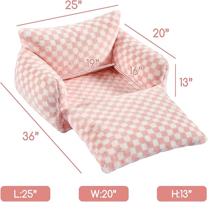 Hollypet Cat Bed Fluffy Plush Mutifuctional Double-Layer Soft Pet Couch Orthopedic Sofa Nest Beds for Small Cats and Dogs, Pink and White (25x20x13 inch)