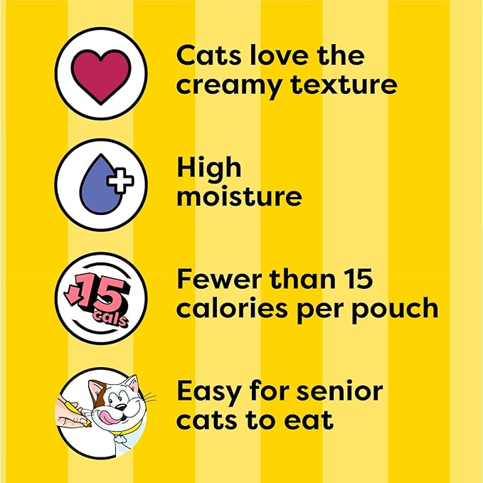 Temptations Creamy Puree Squeezable Lickable Wet Cat Treats with Chicken, 0.42 oz. Tubes, 24 Count