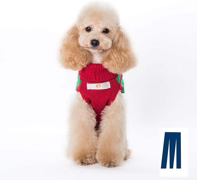 Mikayoo Dog Christmas Sweater - Cat Holiday Sweaters, Legless Design Keep Warm and Move Freely, Holiday Festive Sweater for Small Dogs or Cats (Red Deer M)