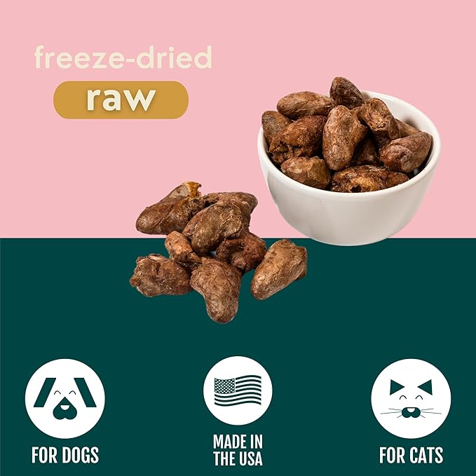 Momentum Carnivore Nutrition Freeze-Dried Chicken Heart Dog Treats – Single-Ingredient, Dog & Cat Treats – High-Protein, Grain-Free– 3.5 oz Bag