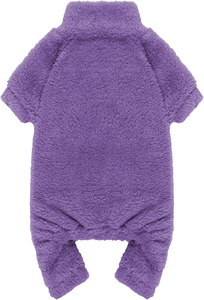 Fuzzy Dog Pajamas Turtleneck Dog Clothes Warm Soft Cozy Lightweight Dog Pjs Dog Sweaters for Small Dogs(Purple-S/M)
