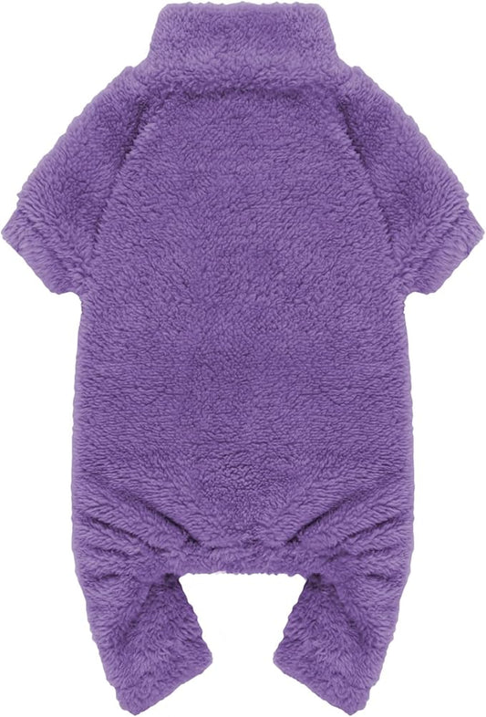 Fuzzy Dog Pajamas Turtleneck Dog Clothes Warm Soft Cozy Lightweight Dog Pjs Dog Sweaters for Small Dogs(Purple-S/M)