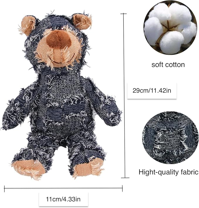 Dog Companion For Heavy Chewers-New Indestructible Robust Bear Dog Toy, Resistant Squeaky Dog ToysFor Heavy Chewers , Unbreakable Stuffed Plush Dog Toys For Aggressive Chewers (G-Navy+Oak+Purple)