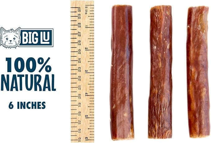 Big Lu - 6-Inch Stuffed Gullet Sticks, 20 Count, Premium Beef Dog Treats, All-Natural, High-Protein, Easily Digestible Chews for Dogs, Supports Dental Health and Joint Mobility
