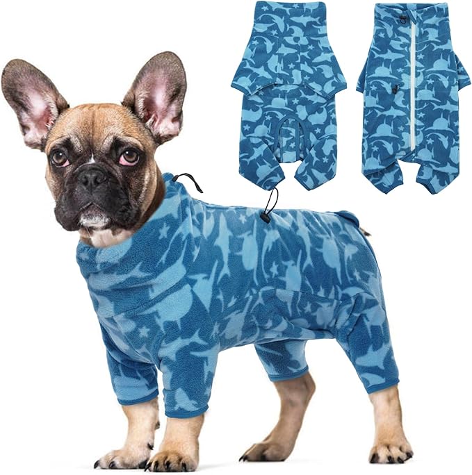 ROZKITCH Shark Dog Pajamas, Pet Windproof Warm Cold Weather Jacket Vest with Luminous Zipper, Jumpsuit Apparel Outfit Clothes for Small Medium Large Dog Shark M