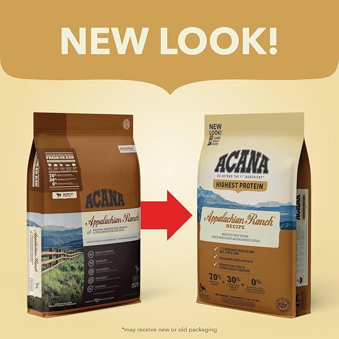 ACANA Highest Protein Grain Free Dry Dog Food Appalachian Ranch Recipe 25lb Bag