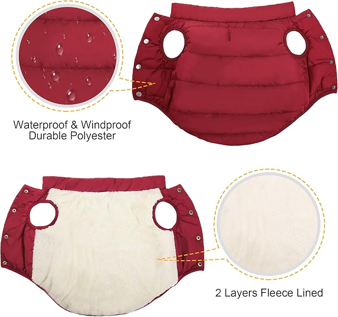 ASENKU Dog Winter Coat - Waterproof Windproof Dog Jacket, Warm Snowproof Doggie Puffer Vest for Cold Weather, Lightweight Snow Coats for Small Medium Large Dogs(L, Red)