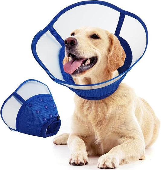 Allroaring Dog Cone Alternative, Soft Dog Cones for Large Dogs, Adjustable Doggie Recovery Cone Collar Comfy Pet Elizabethan Collars to Stop Licking for Wound Healing Care Spay Neuter, Blue L