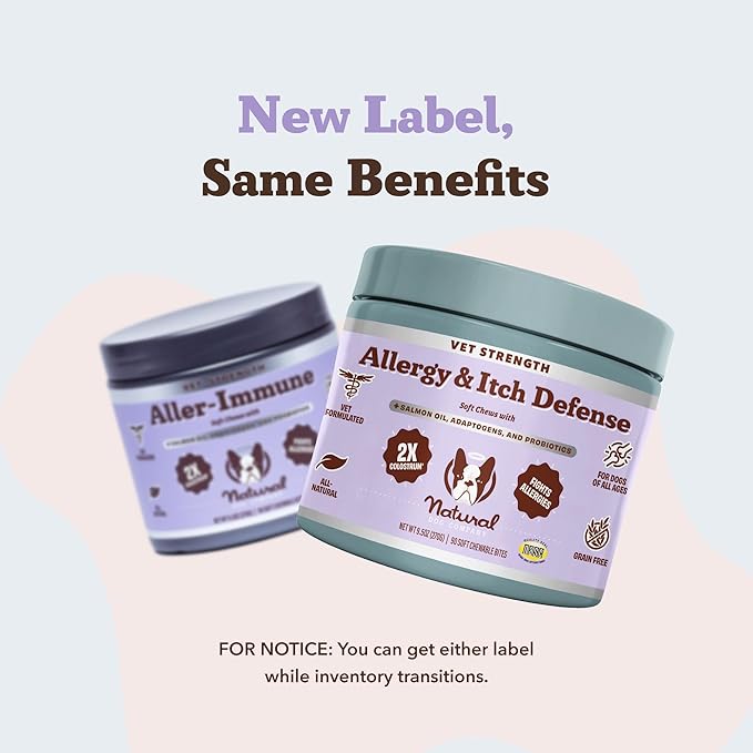 Natural Dog Company Allergy & Itchy Defense Chews 90 ct, Vet Strength High-Concentration Dog Allergy Relief with 2.4X Colostrum,2X Salmon Oil & 1.5X Probiotics, Supports Immune,Coat & Gut Health