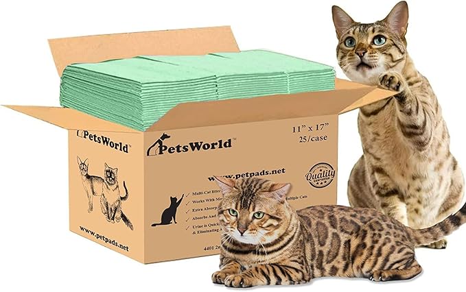 PETSWORLD Multi Cat Pad Refills for Cats Breeze Litter System, Ultra-Absorbent, Quick Dry - (25 Count, Fresh Scented)