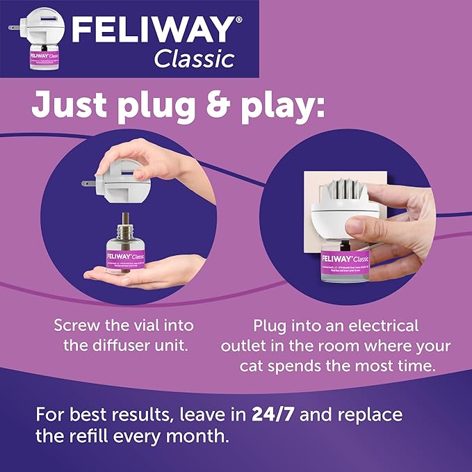 FELIWAY Classic 3 x 30 Day Cat Calming Refills for Pheromone Diffuser & Happy Snack Delicious Calming cat Treats (12-ct Chicken Flavor)