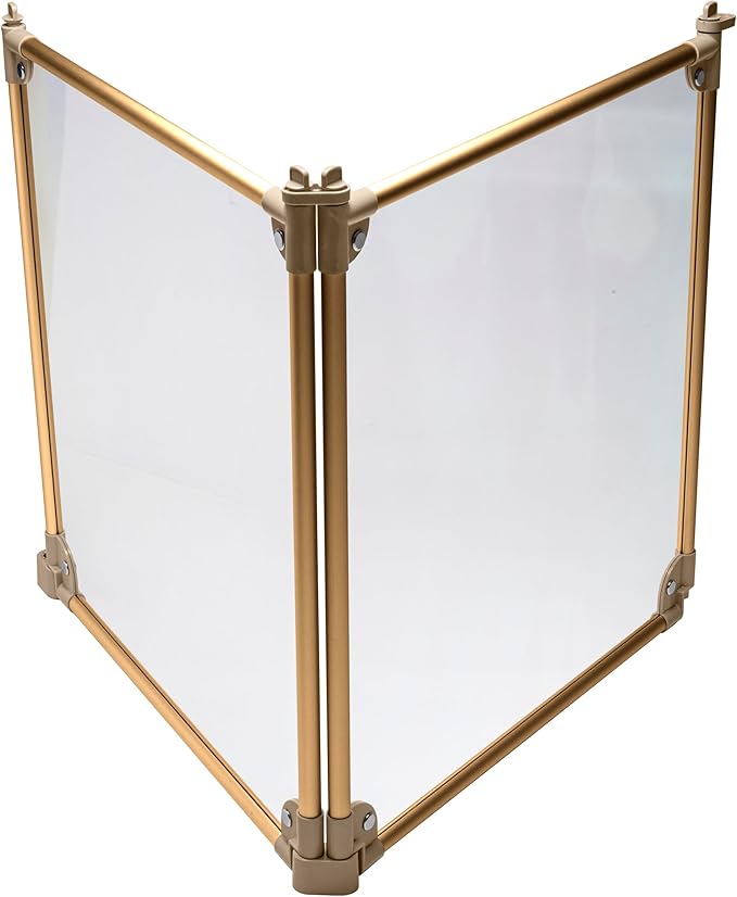 Front Row Foldable Dog Playpen – Durable and Portable Puppy Playpen for Exercise, Rest & Play – Clear Fence Panels with Aluminum Rods and Crate for Dogs and Other Small Pets (Gold, 2-Panel)