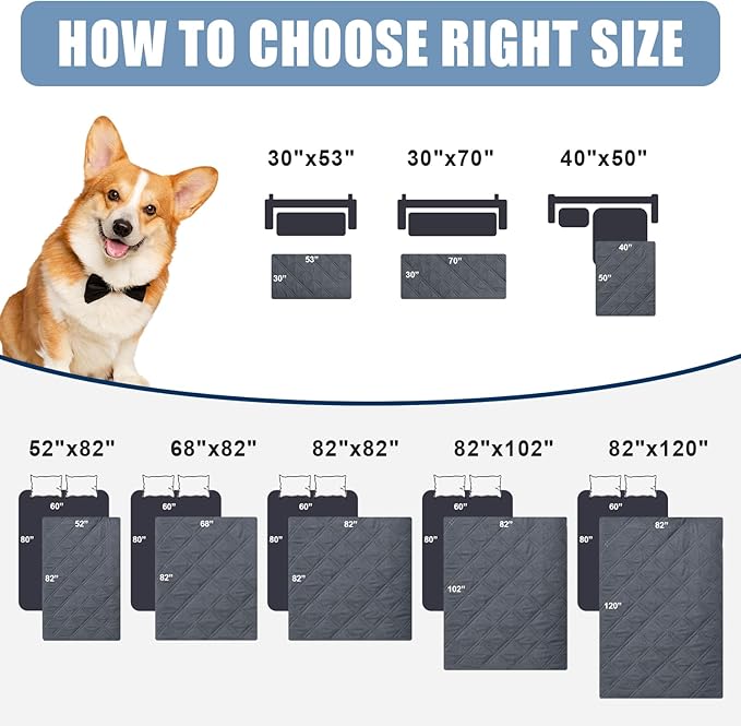 Smiry Waterproof Dog Blanket, Reversible Dog Bed Cover Pet Blanket, Soft Pet Couch Covers for Sofa Washable, Bed Couch Sofa Furniture Protector for Puppy Cat Kids (52"x82", Dark Grey/Black)