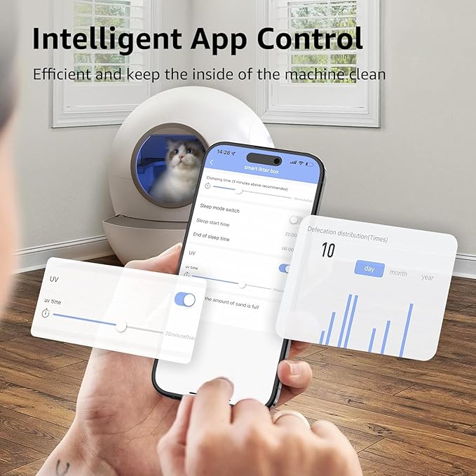 Self Cleaning Litter Box, Automatic Litter Box Self Cleaning for Multiple Cats, Extra Large Robot Cat Litter with Safety Sensor Protection, Odor Removal, Smart APP Control, Litter Tracking Pedal