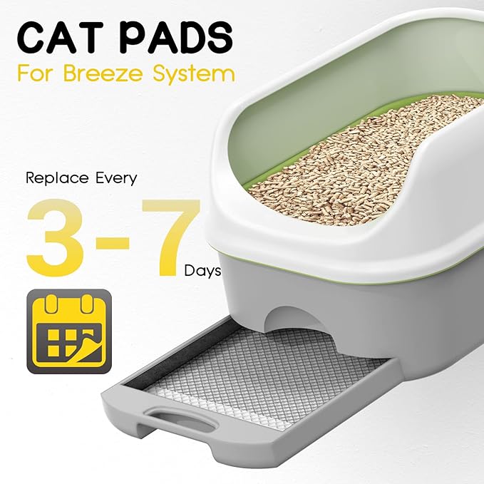 CROCI Cat Pads 16.9 x 11.4 in, Litter Pads for Tidy Cats Breeze Litter System, Pet Pads for Cats Super Absorbent up to 15 Cups, Cat Pads for Breeze System Leak-Proof, Charcoal (50 Counts)