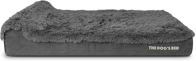 The Dog’s Bed Orthopedic Headrest Dog Bed XXL Grey Fur 54x36, Memory Foam, Pain Relief: Arthritis, Hip & Elbow Dysplasia, Post Surgery, Lameness, Veterinary Approved, Waterproof Washable Cover