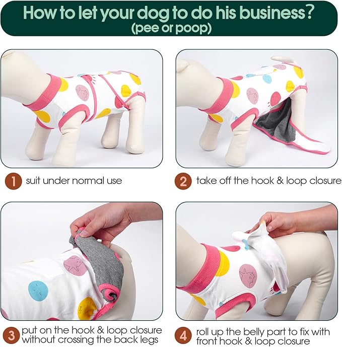 Kuoser Dog Recovery Suit for Female Male Dogs, Post-Surgery Bodysuit for Spay Neuter, Dog Onesie After Surgery, Anti-Licking Pet Surgical Recovery Suit