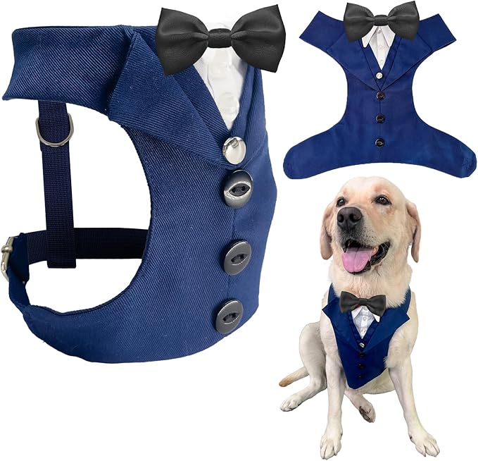 AVERYDAY Dog Tuxedo for Wedding Outfit, Dog Suit and Tie Costumes for Birthday, Halloween, Cosplay, Christmas Party, Pet Formal Wear with Bowtie, Tux for Medium Large Dogs, Bulldog, Labrador, Husky