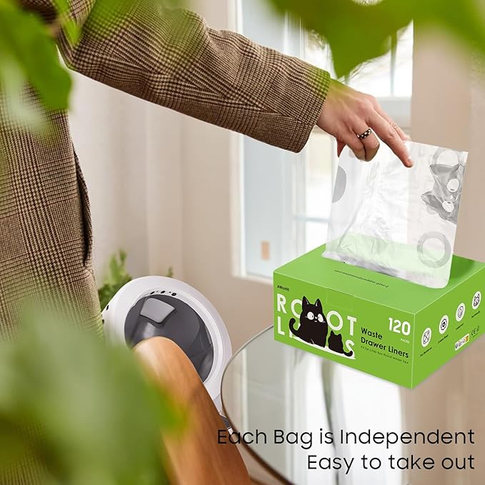 Cat Litter Box Robot 4 and 3 Waste Bags, 120 Pack Automatic Litter Box Bags, Thick Heavy Duty Cat Litter Box Liner Bags - Transparent, Sensor-compatible