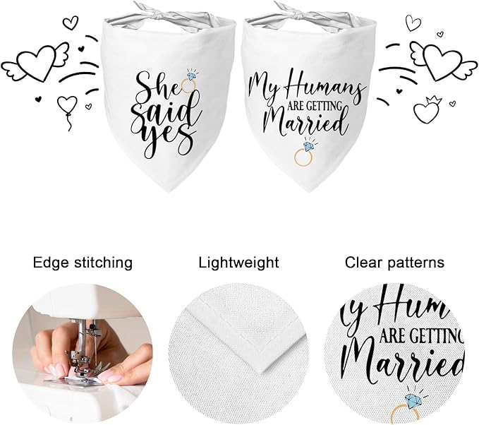 2 Packs My Humans are Getting Married She Said Yes Bandana for Wedding Engagement Photos, Bridal Shower Gift,Dog Wedding Outfit, Dog Engagement Announcement, Engagement Gifts