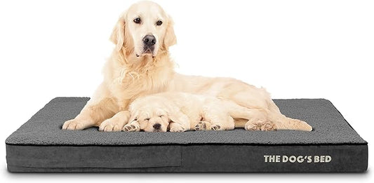 The Dog’s Bed Orthopedic Memory Foam Dog Bed, XL Grey Plush, Pain Relief for Arthritis, Hip & Elbow Dysplasia, Post Surgery, Lameness, Supportive, Calming, Waterproof Washable Cover