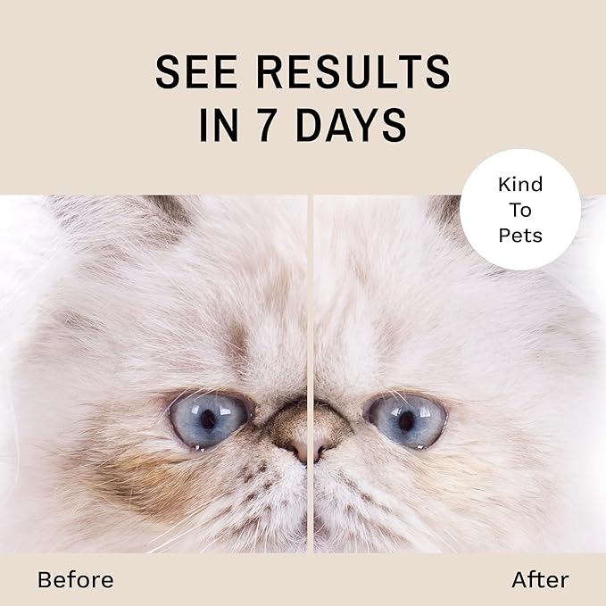 Eye Envy Tear Stain Remover Solution for Cats. 100% Natural, Safe. Treats The Cause of Stains. Recommended by Breeders, Vets, Groomers. Remove Eye Stains from Persians and Exotics. 4 oz. Made in USA