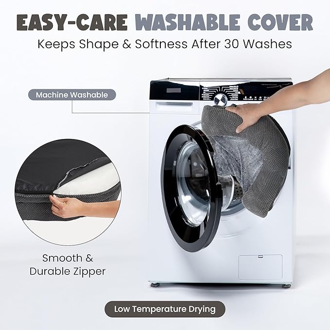 Orthopedic Dog Bed for Medium Dogs, 35" Oval Couch Bed with Sides and Soft Egg Crate Foam, Calming Washable Pet Bed with Anti-Slip Bottom, Durable Cuddler for Sleeping, Grey (35")