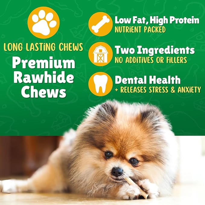 Chicken Wrapped Rawhide Dog Treats for Toy Dogs Under 25 lbs. – 80ct. Rawhide Chew Sticks – Limited Ingredient Long Lasting Chews Made in The USA with Natural Chicken and Beef Hide Twists