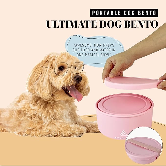 AVERYDAY 30 Oz Travel Dog Bowls with Lids, 2-in-1 Portable Pet Bowls for Food and Water, Leakproof Travel Dog Food & Water Bowl for Outdoor, Camping, Travel Dog Feeding Bowl, Daycare Pet Bowls