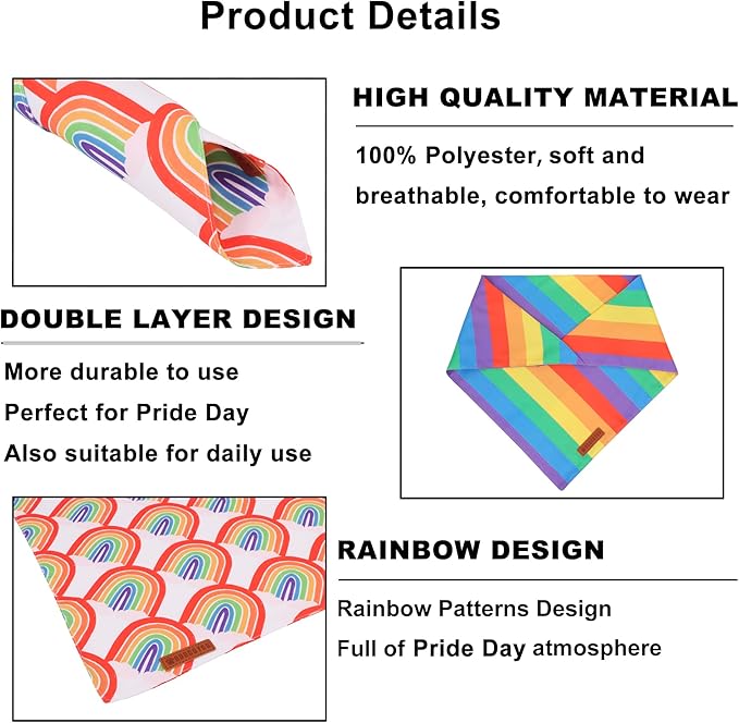 ADOGGYGO Rainbow Dog Bandana, Multi Size Offered, Rainbow Bandanas for Small Dogs Pets (Small)