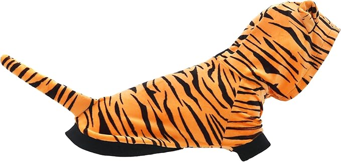 NACOCO Halloween Dog Tiger Costume-Pet Cosplay Clothes Cat Coat Hoodie Outfits Warm Winter Apparel for Dog Small and Medium Cat(Orange, 2XL)