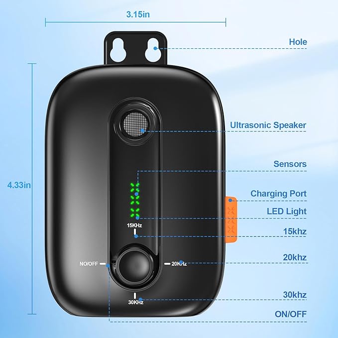 Anti Barking Device for Dogs, Rechargeable Ultrasonic Dog Barking Control Devices with 3 Modes, 33 FT Barking Silencer Sonic Barking Deterrent Indoor/Outdoor Safe for Dog & People B