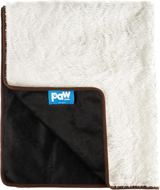 PupProtector Waterproof Throw Blanket for Dogs and Cats, Pet Blanket Cover for Couches, Sofas, Beds, Car Seats, Furniture, Calming Soft Faux Fur, Short White, Large (80" L x 62" W)
