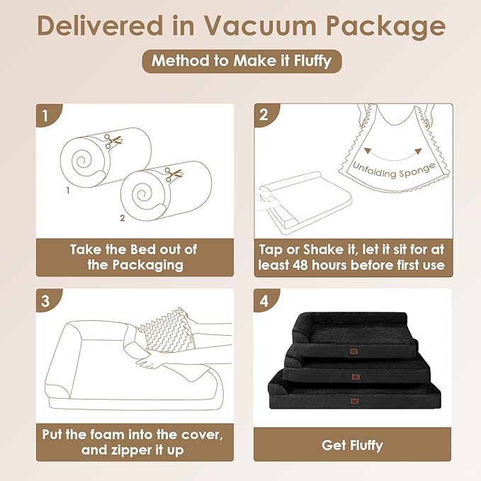 EHEYCIGA Memory Foam Dog Bed Medium Sized Dogs, Waterproof Dog Bed Orthopedic with Washable Removable Cover, Non-Slip Pet Bed Couch for Crate, 30x20x6 Inches, Black