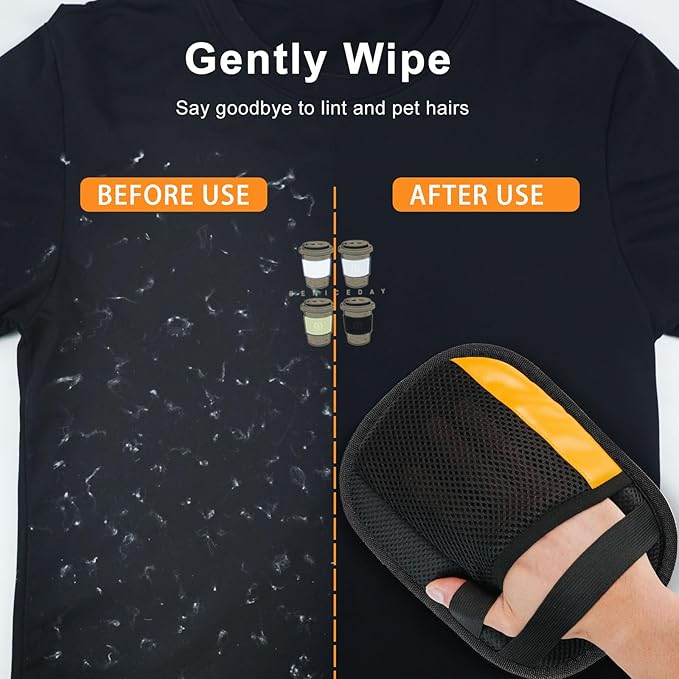 2 Pack Electrostatic Pet Hair Removal Gloves, 2025 New Upgrade Magic Brush Pet Hair Remover Tool, Washable Reusable Cats and Dogs Grooming Gloves for Laundry, Couch, Car Seat, Furniture