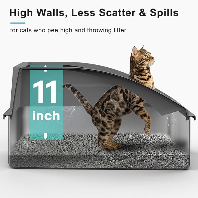 2 Pack Stainless Steel Litter Box | XL Enclosed Cat Litter Boxes with Lid for Big Cats and Multi-Cats | High Sided, Anti-Urine Leakage | Non-Stick Bottom（Multi-Colored