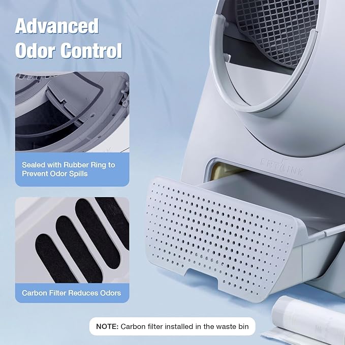 CATLINK Self Cleaning Cat Litter Box, Auto Safety Sensors for Multiple Cats 3.5～22 pounds, Double Odor Removal with Trash Bags(Young Version)