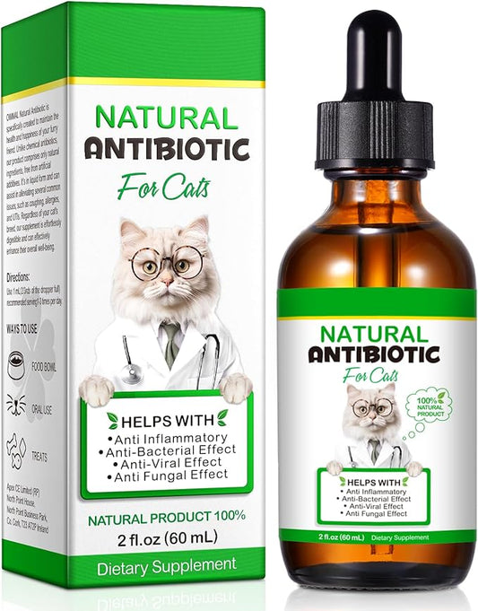 Antibiotics for Cats 2 Fl Oz, Natural Antibiotic for Cat, Supports Cat Allergy Relief, Cats Allergy Relief, Promotes Urinary Tract Health, Chicken Flavor