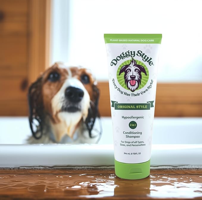 Doggy Style Dog Shampoo – Hypoallergenic Puppy Wash, Plant-Based Dog Shampoo for Itchy Skin Relief, Gentle Conditioner for Dogs, 10oz