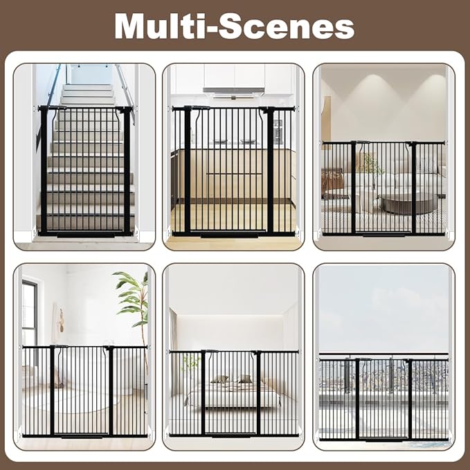 40.55" Extra Tall Dog Gate for Doorways & Stairs, 65.8-68.5" Extra Wide, Pressure Mounted, Auto Close, Black