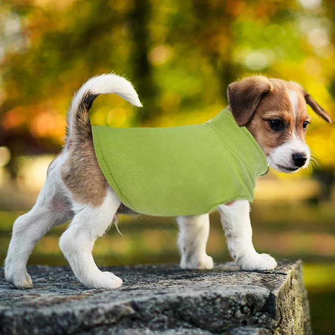 FUAMEY Dog Fleece Vest for Medium Dogs,Warm Stretchy Dog Sweatshirts Pullover with Leash Hole Dogs Sweater Soft Pet Turtleneck Cozy Pet Vest Lightweight Sleeveless Green M