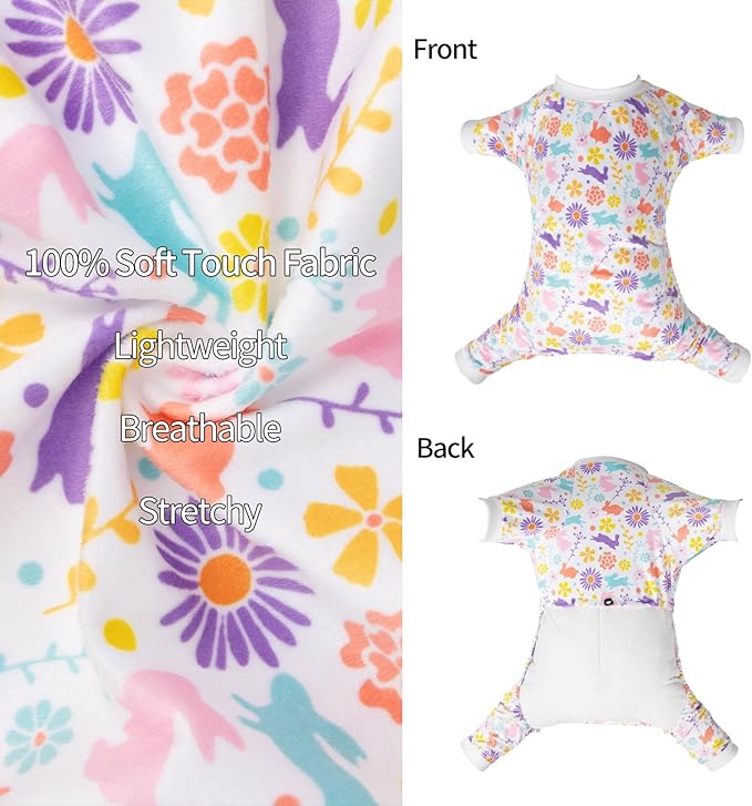 CuteBone Small Dogs Outfit Soft Puppy Onesies Pjs Dog Easter Rabbit Pajamas Pet Coat Cat Apparel Comfy Doggie Jumpsuit Bodysuit for All Seasons P276L