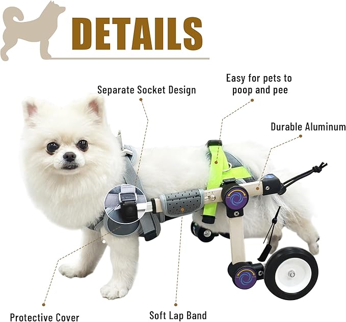 Adjustable Dog Wheelchair for Back Legs Mobility Support Lightweight Pet Wheelchair for Disabled Hind Legs Walking Stable Dog Cart for Pets